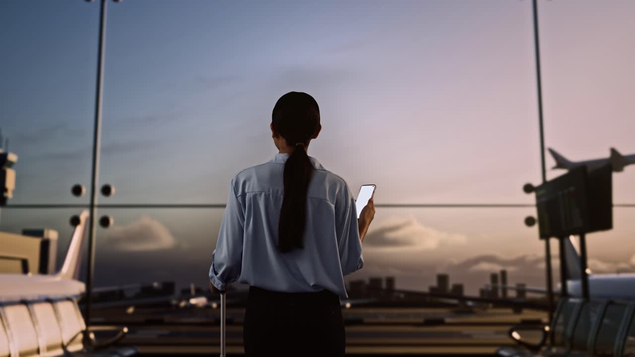 mujer en el aeropuerto