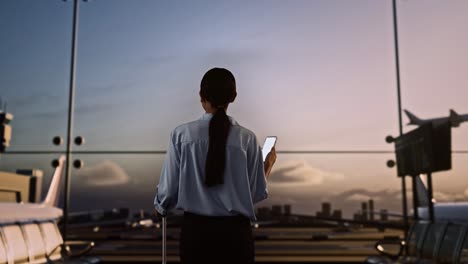 mujer en el aeropuerto