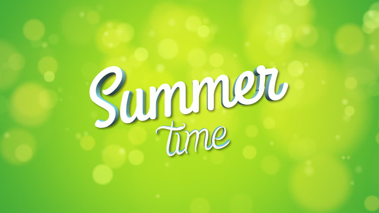 녹색 그라데이션에 플라이 라운드 보케와 글리터가 있는 여름 시간