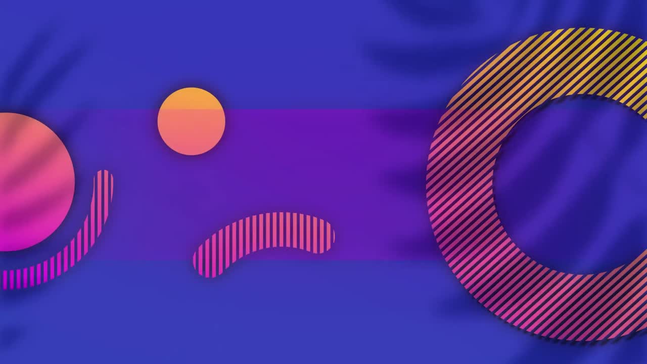 animación de formas que se mueven sobre un fondo azul