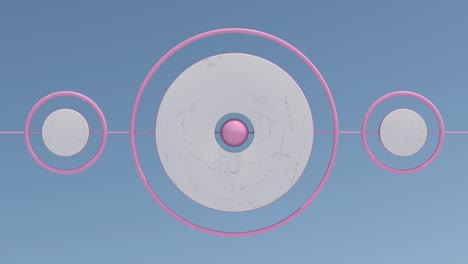 mármol y anillos rosados girando. animación abstracta, renderizado en 3d.