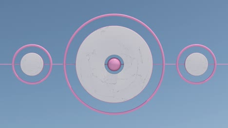 marble and pink rings rotating. abstract animation, 3d render.