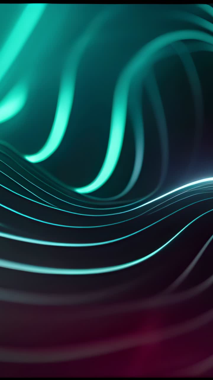 Vertical video: Starting glowing sine-wave lines undulating in void, with rising arched light bands