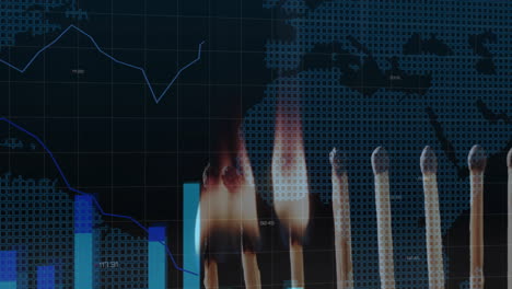 animation of financial data processing over lit matches