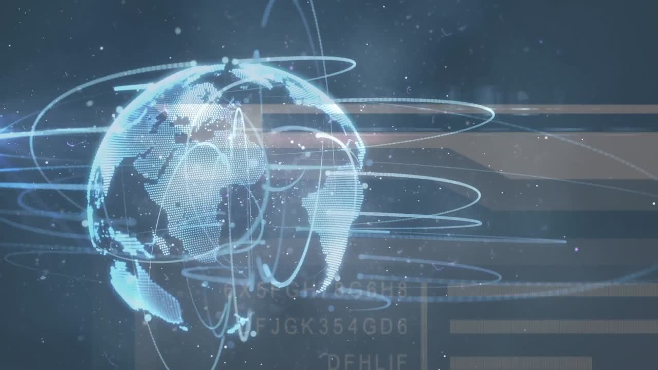 데이터 처리를 통한 연결 네트워크와 함께 지구의 애니메이션