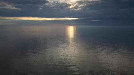 altitude view of slow motion gentle sea at sunset on fleetwood beach lancashire uk