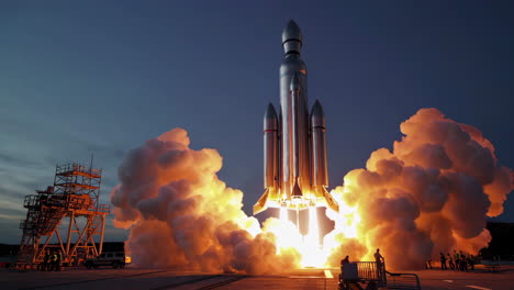 Starship Rocket Launch at Night