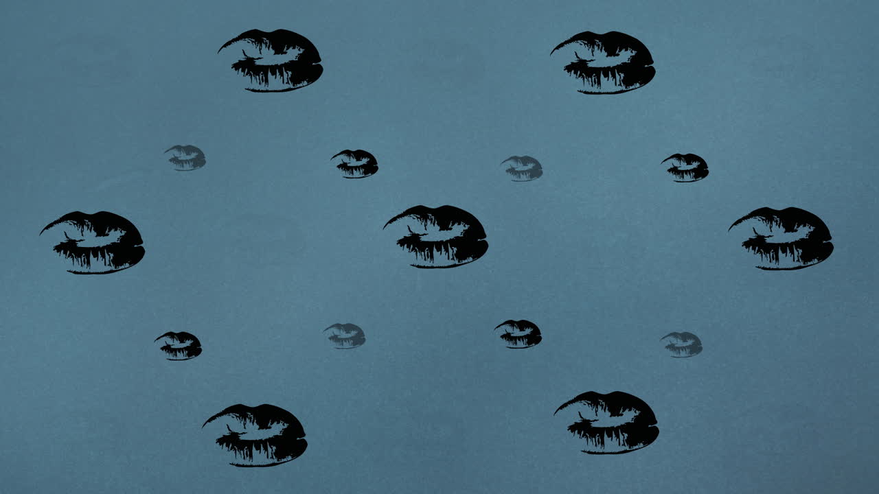 animación de los labios repetida en fondo azul