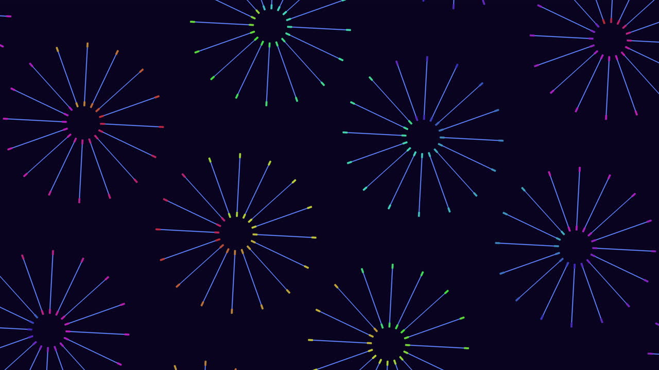 Fuochi d'artificio esplosivi bianchi e neri illuminano il cielo notturno