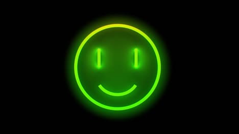 glowing bright green smile sign. 3d animation rendering neon colorfully wire. animation uhd 3840x2160.