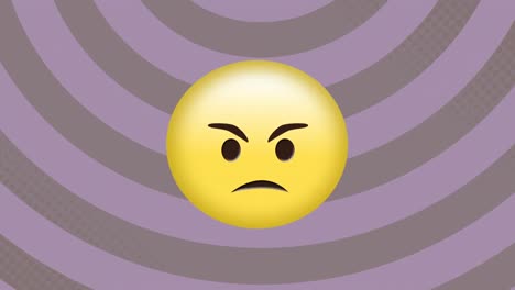 animation of angry emoji over striped background