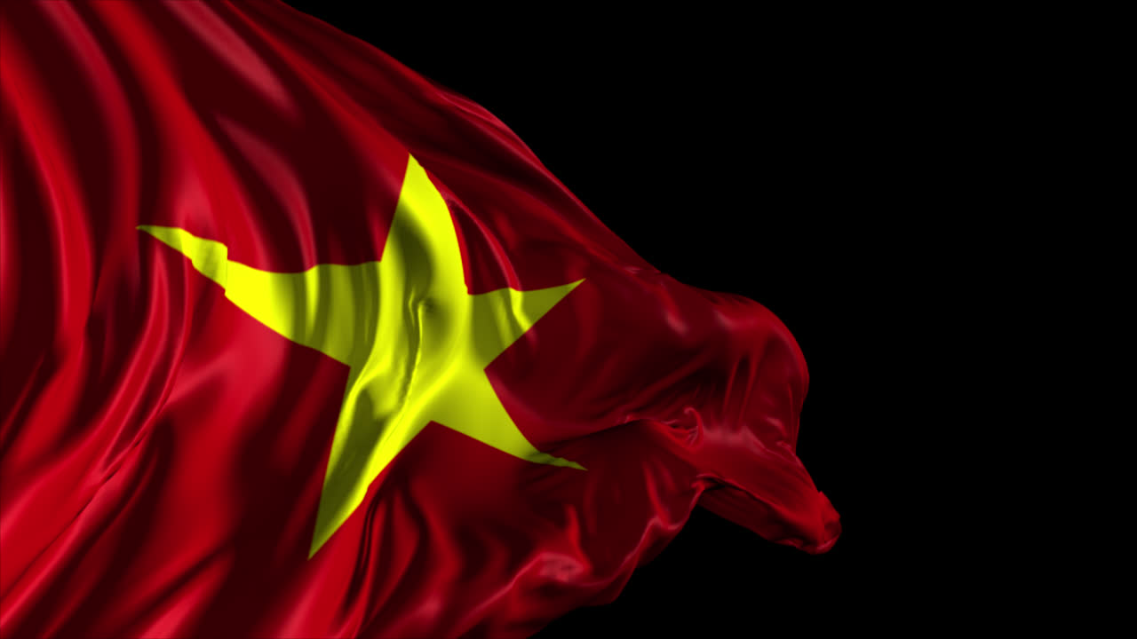 agitando la bandera vietnamita