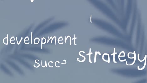 animation of strategy text on blue background