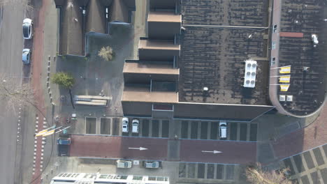 Top-down-aerial-of-small-shopping-center