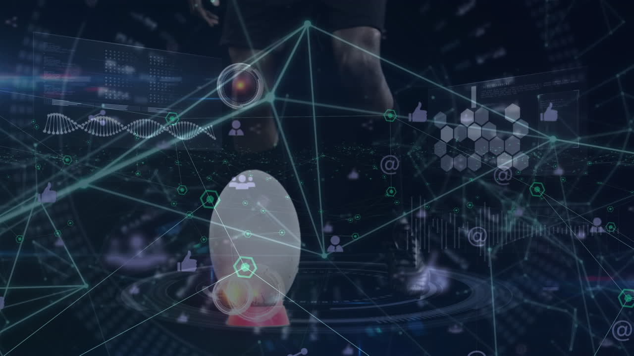 아프리카계 미국인 남성 럭비 선수의 다리에 대한 다양한 데이터의 애니메이션