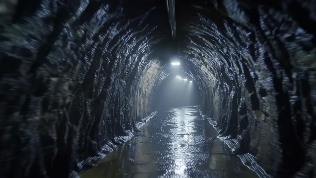 Dark and Wet Tunnel Interior