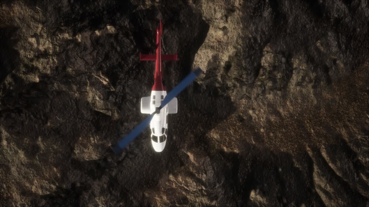 helicóptero en cámara lenta sobre el desierto rocoso