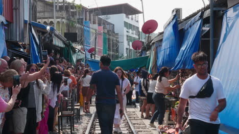 street market on train tracks