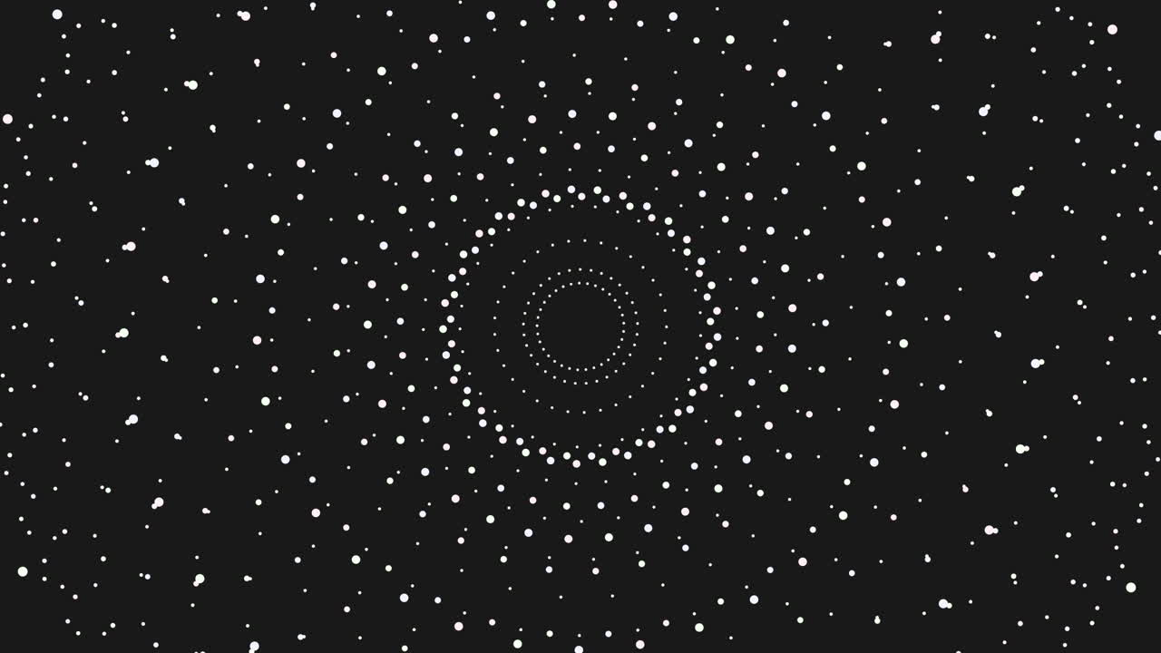 Symmetrical circles intricate white dot pattern on black background