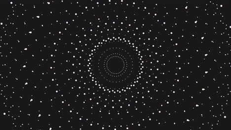 symmetrical circles intricate white dot pattern on black background