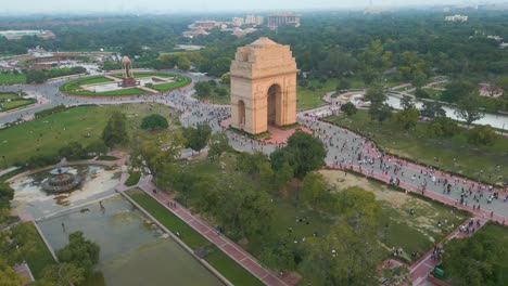 aerial view of india gate , drone aerial view india gate
