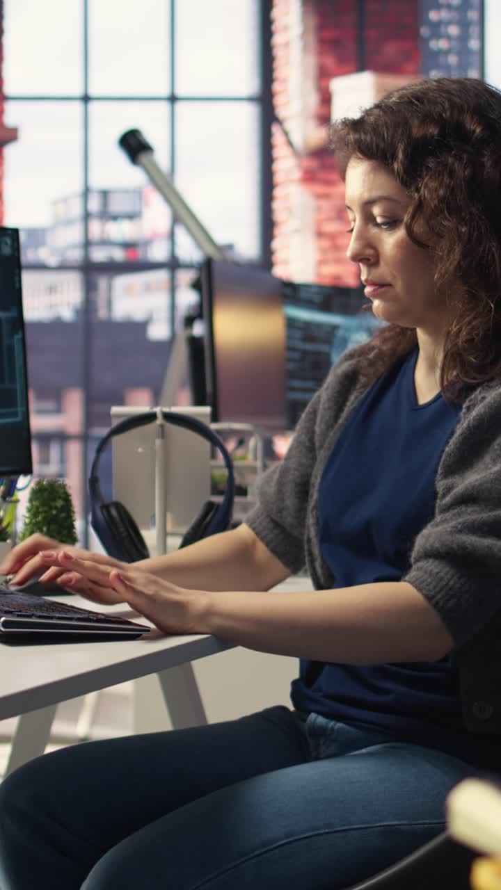 Vertical Video Teleworking developer using computer for artificial intelligence computing