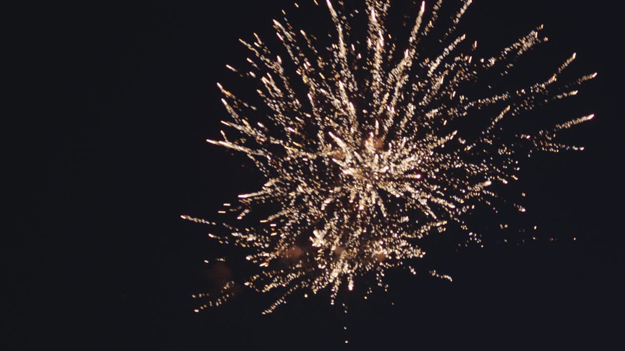 Colorful Fireworks In The Night Sky During The Celebration Of Canada Day. - wide shot