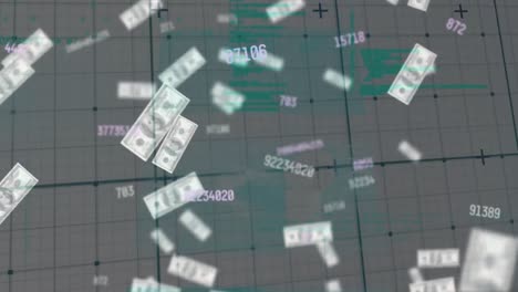Animation-Der-Datenverarbeitung-über-Fallende-Banknoten