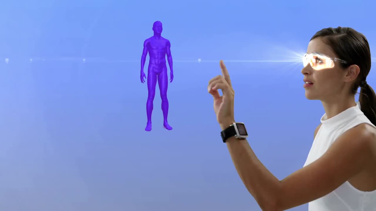 mujer de negocios con gafas futuristas