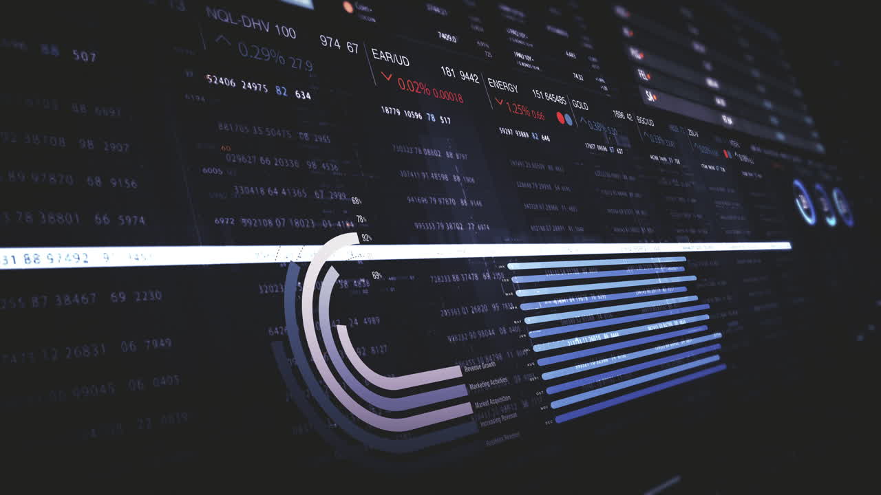 비즈니스 인포 그래픽, 애니메이션 차트 및 비즈니스 미팅 모을위한 데이터 기반 통찰력을위한 동적 데이터 비주얼: 거래, 증권 거래소 및 암호화폐의 세계를 탐색하십시오.