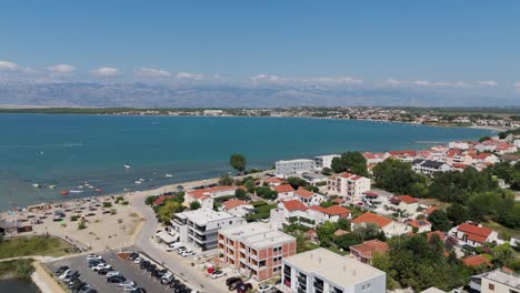 historic town of nin laguna aerial view with velebit mountain background, dalmatia region of croatia