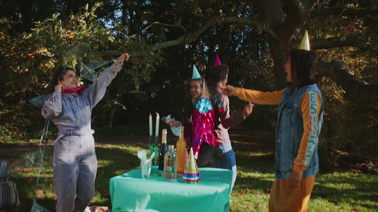 amigos celebrando al aire libre