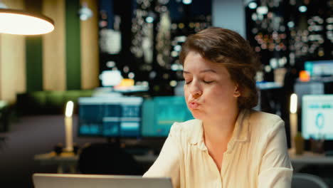 vertical video executive manager reflecting on a tactical decision and playing with stapler