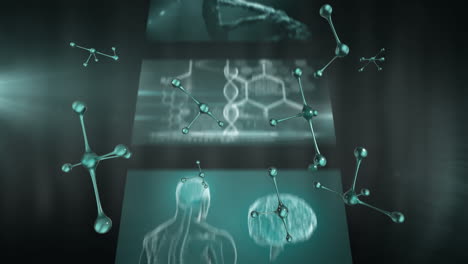 molecule structure moving against medical data processing