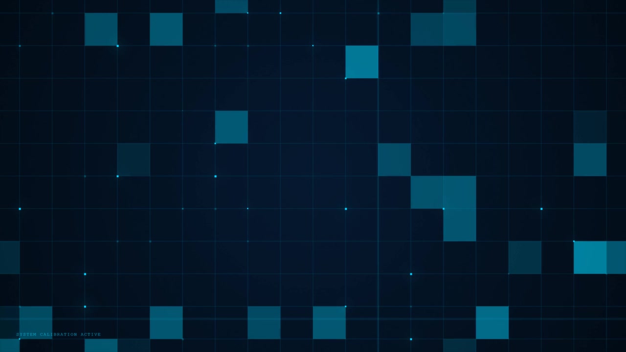 Digital Grid Background with Flickering Blue Squares