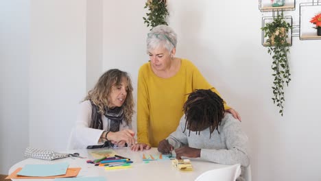 group of women doing crafts