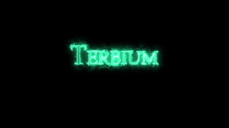 Terbium, chemical element, written with fire. Loop