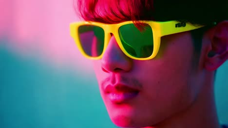 man with neon yellow sunglasses