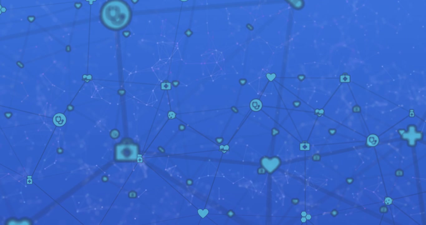 Animação de rede de conexões em fundo azul