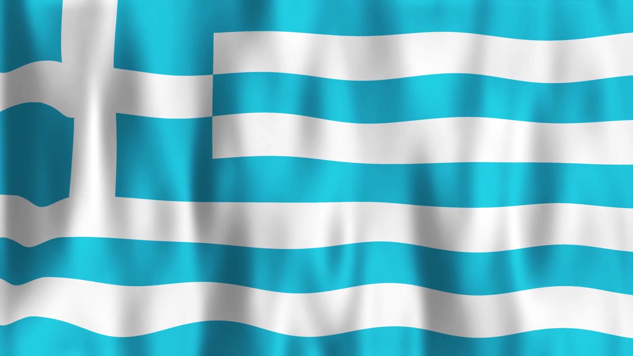 Bandiera sventolante della Grecia nei colori blu brillante e bianco