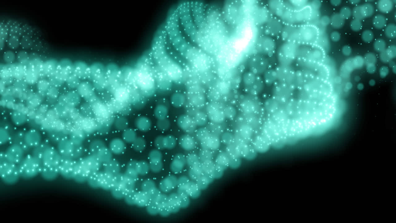 검은색 배경에서 움직이는 녹색 모양의 애니메이션