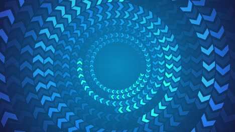 circular motion formed by blue arrows spinning inward creates dynamic abstract background for tech