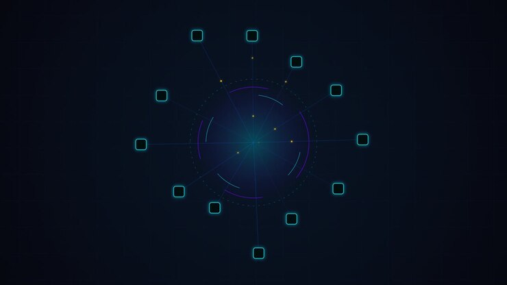 Abstract Digital Network Interface with Rotating Data Nodes