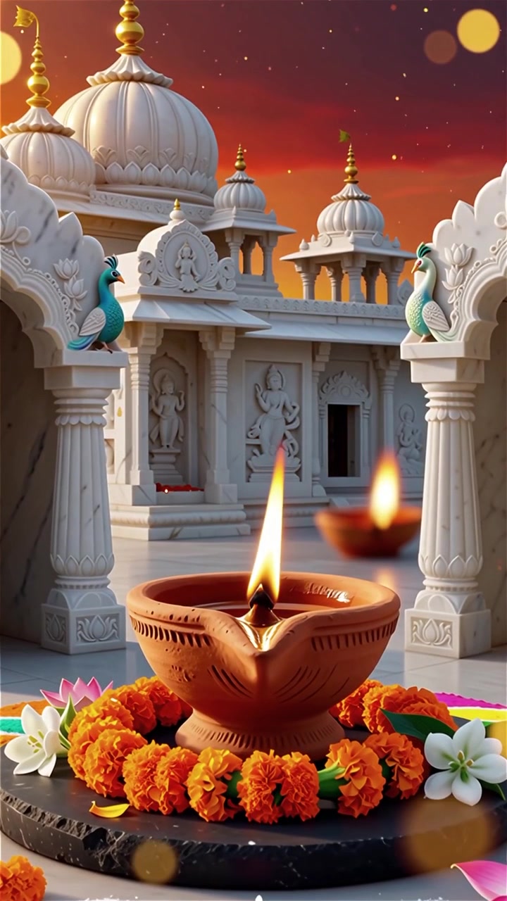 Sfondo del Festival Diwali con lanterne e decorazioni tradizionali Diyas.