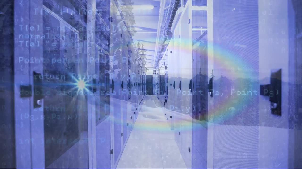 컴퓨터 서버를 통해 데이터 처리의 애니메이션