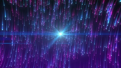 animación de una estrella que aparece sobre un fondo negro con luces rosadas y azules