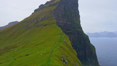 drone footage passing by the kallur lighthouse on the kalsoy island in the faroe islands