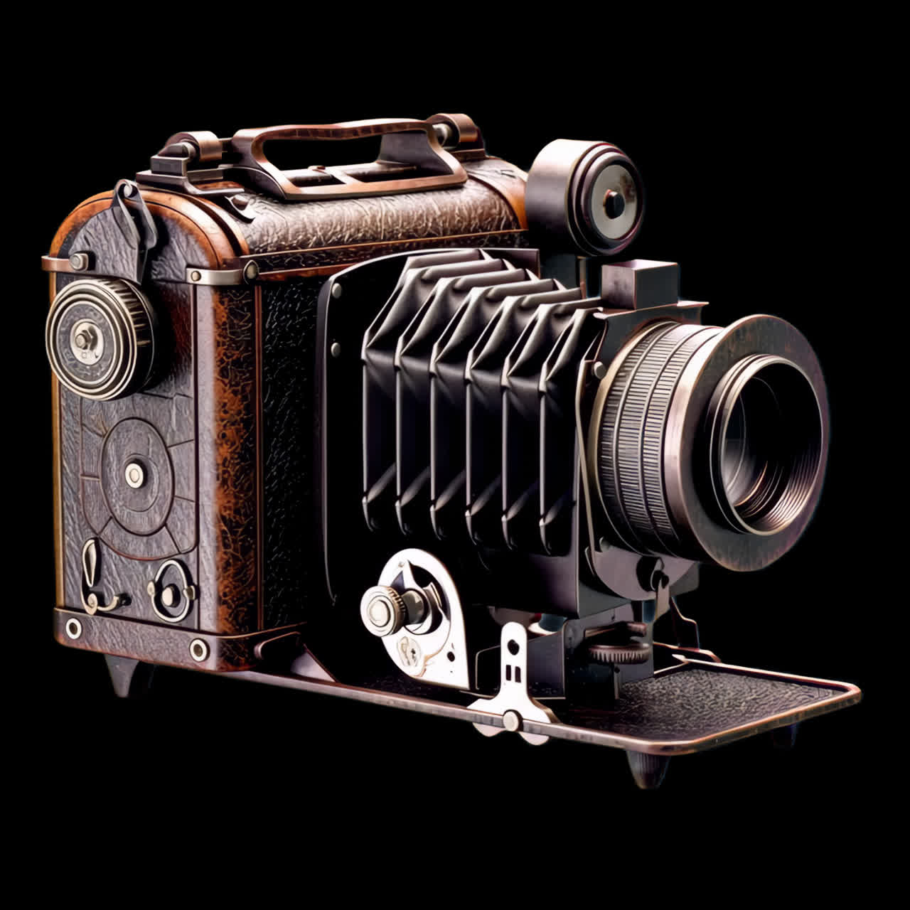 Fotocamera vintage con animazione dettagliata come risorsa isolata, video 4K trasparente, canale alfa