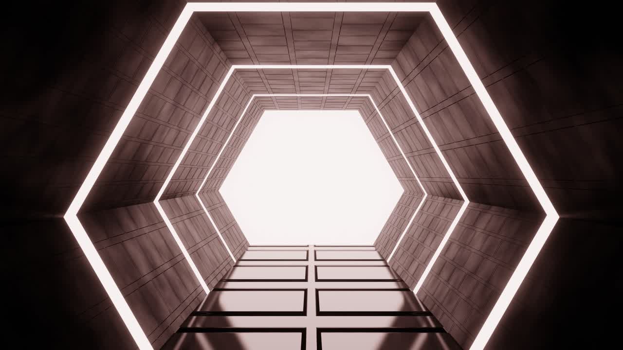 túnel de hexágono de neón rojo