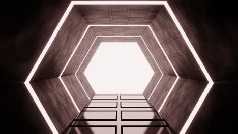 red neon hexagon tunnel